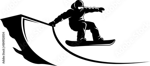 Snowboarder Action Silhouette Vector Illustration