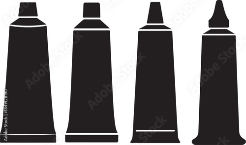 Set of Toothpaste Silhouette Vector