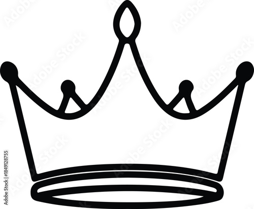 Silhouette Elegant Royal King Crown Simple Outline Doodle Style Vector Illustration