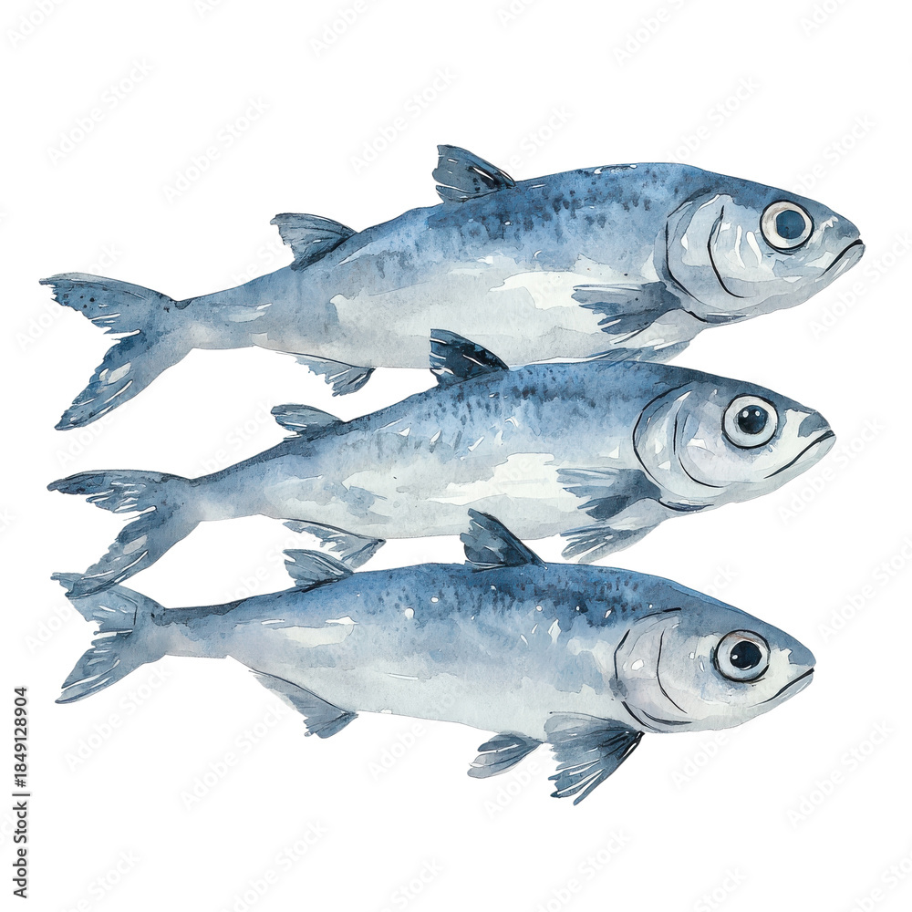 Obraz premium Three Silver Fish on Black on transparent background