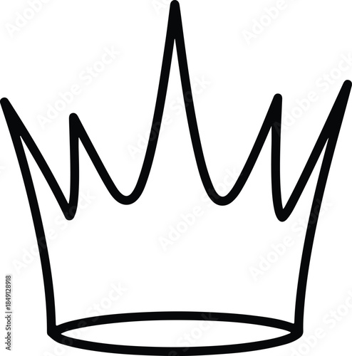 Silhouette Hand Drawn Crown Doodle Minimal Royal Line Art Icon Vector Illustration