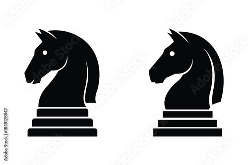 chess knight silhouette icons vector isolated