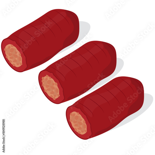 Beef olives raw vector drawing.