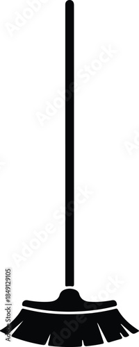 Silhouette of a household cleaning broom tool icon symbol Vector Illustration