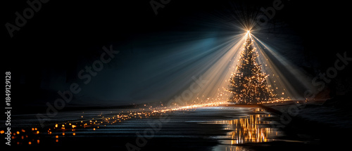 Christmas fir tree card. Fantasy fairy tale. New Year eve