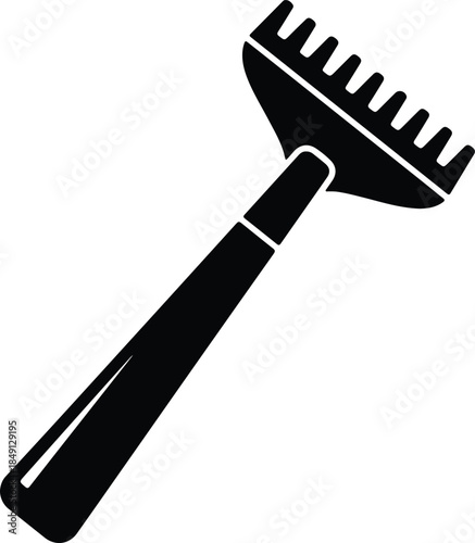 Silhouette of a small garden hand rake tool Vector Illustration