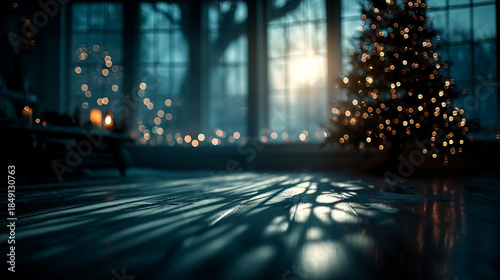 Christmas fir tree card. Fantasy fairy tale. New Year eve