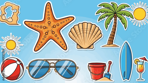 Summer Beach Vacation Objects Collection.