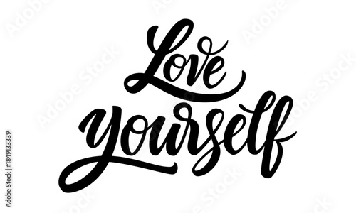 Love Yourself Lettering Design Print Vector