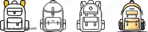 Backpack camping icon drawn with bold black stroke clean outline modern outdoor adventure symbol design