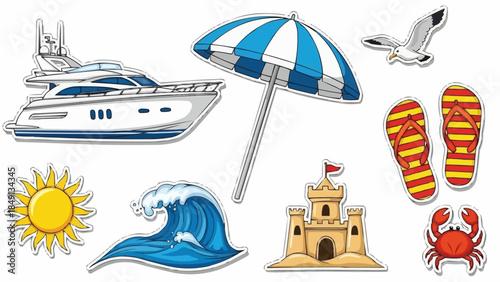 Summer Beach Vacation Elements Collection.