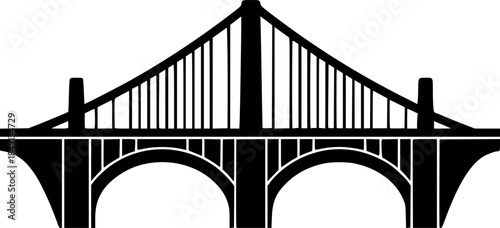 Bridge icon. Black silhouette. Front side view. Vector simple flat graphic illustration. Isolated object on a white background.
