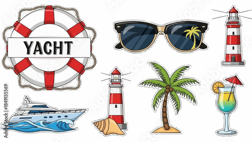 Nautical and Tropical Vacation Elements Collection.