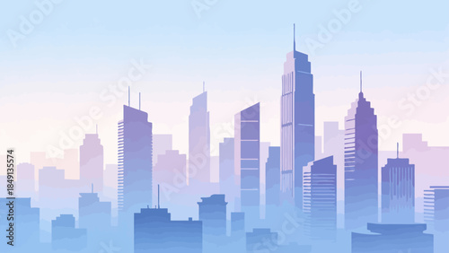 City skyline with tall buildings