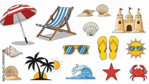 Beach Vacation Summer Holiday Objects Collection.