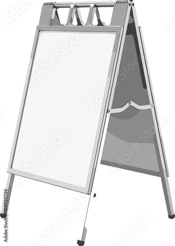 Blank sidewalk advertising A-frame sign board isolated on white background, portable outdoor marketing and promotion vector illustration