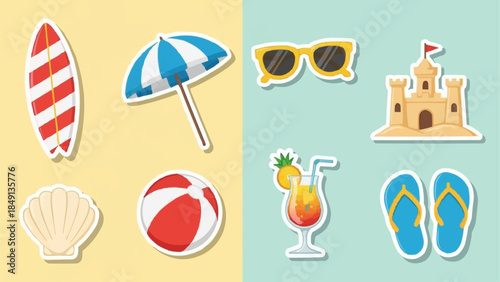 Summer Beach Vacation Icons Collection.