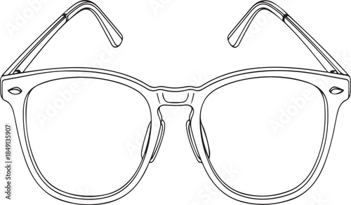 Glasses Illustration with Clear Lenses and Metal Frame, Fashionable Eyewear Design