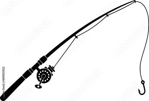 fishing rod silhouette, fishing rod icon, vector illustration
