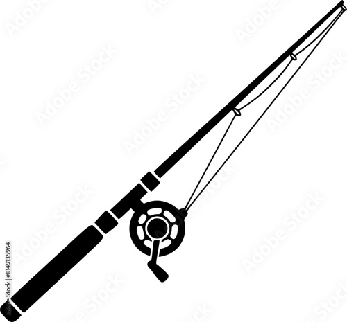 fishing rod silhouette, fishing rod icon, vector illustration
