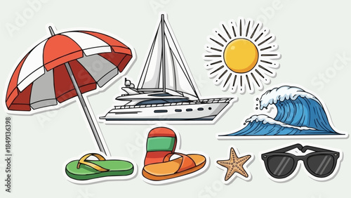 Summer Beach Vacation Elements Collection.