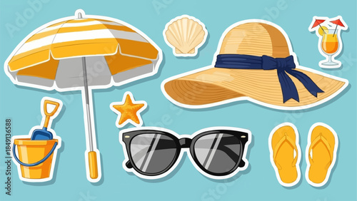 Summer Beach Vacation Essentials Collection.