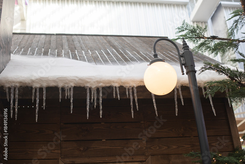 Icicles hanging from the roof