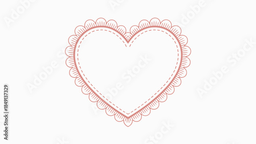 Scalloped Heart Outline in Red and Pink for Valentine's Day Crafts