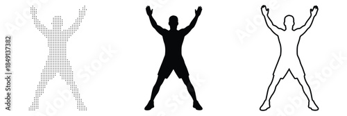 Energetic person performing jumping jacks for fitness and exercise