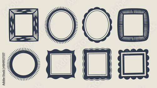 Vintage Blue Frame and Border Illustrations for Crafts