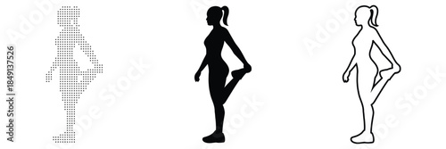 Woman stretching her leg in a dynamic pose, representing fitness and movement