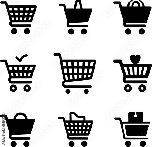 E-tail and Business Transactions Vector Badges Marketing Sales and Purchase Symbol Collection