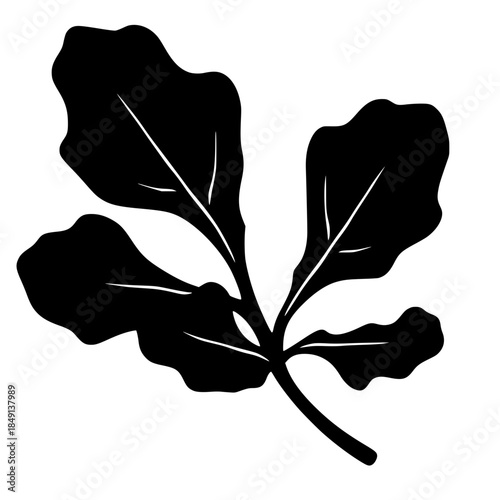 Black silhouette of a fig leaf on white background  
