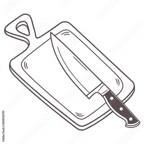 Knife on cutting board