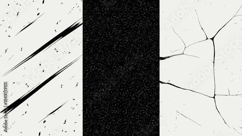 Abstract Black and White Cracked Texture Background