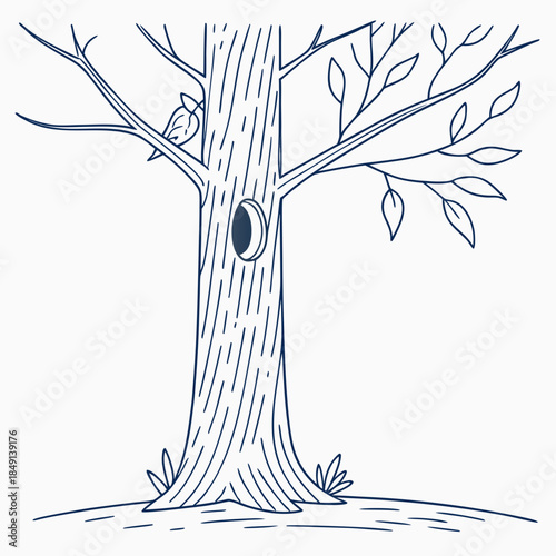 Tree with owl in hollow