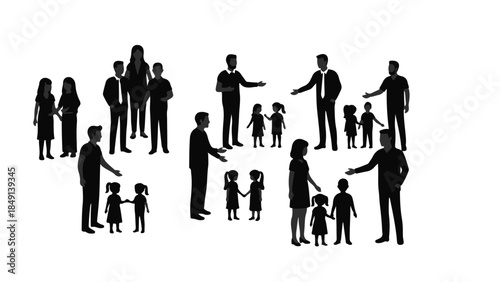 Diverse group of people and children standing together in solidarity