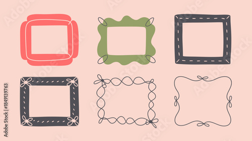 Six Colorful Sketch Frame Borders for Creative Designs
