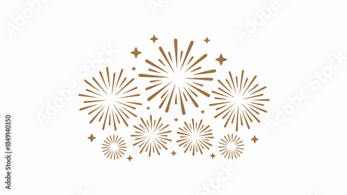Gold Fireworks Illustration, Celebration, Festive, Party Decor