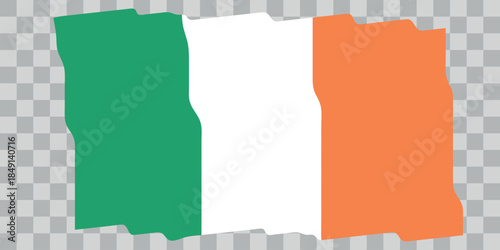 Waving Flag of Ireland. Irish national symbol in official colors. Template icon. Abstract vector background. Fluttering effect.