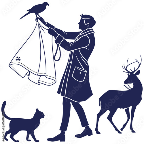 Fashion designer silhouette stencil animal