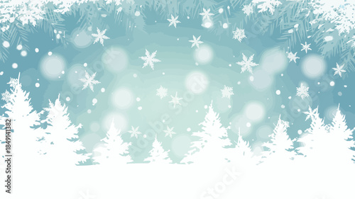 Winter Wonderland Snowy Forest with Sparkling Snowflakes