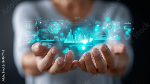 Skilled business intelligence faceless analyst visualizing data insights to inform decision-making, their expertise and storytelling skills translating complex information into act