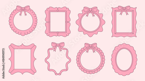 Pink Scalloped Picture Frames with Ribbon Bows