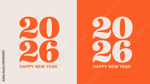2026 Happy New Year Celebration with Bold Orange and White Design