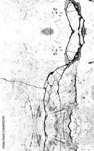 Black cracked texture on transparent background with speckled pattern