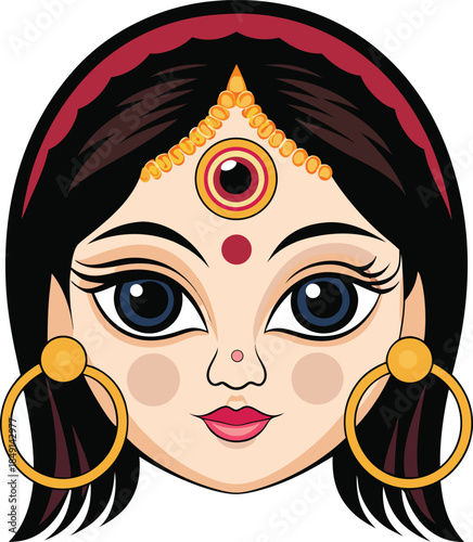 Indian woman face with traditional