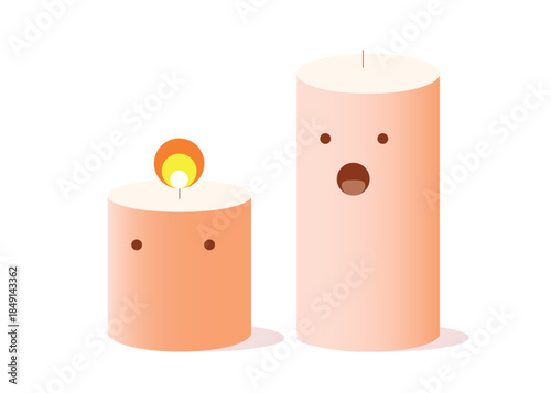Candles with a face cartoon character for animation
