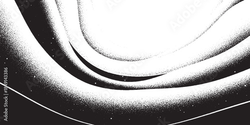 Abstract Black and White Curved Lines Texture Background.