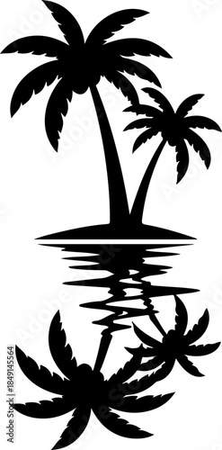 Tropical Surf Island Palm Tree Silhouette Logo